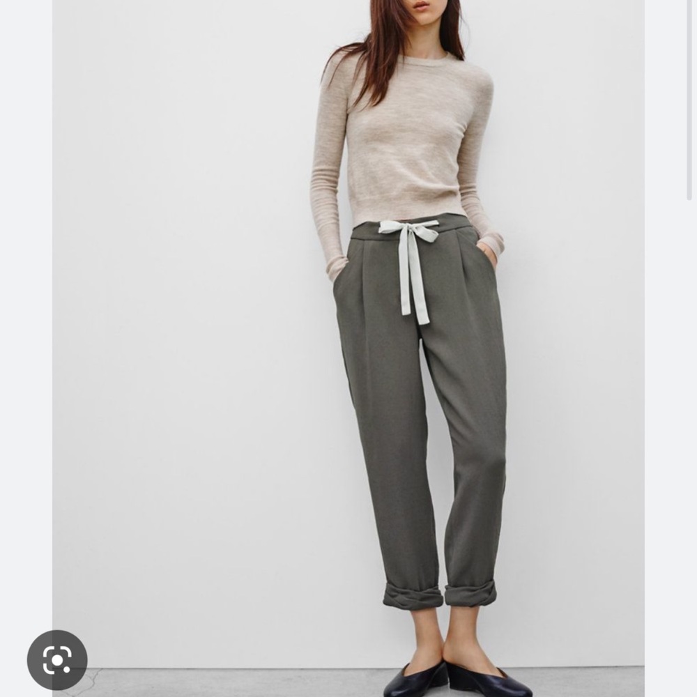 Aritzia Olive Green Tie-Waist Pants